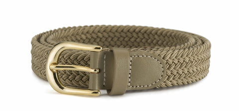Braided Stretch Elastic Belt 1 1/4 Wide with Nickel Plated Buckle