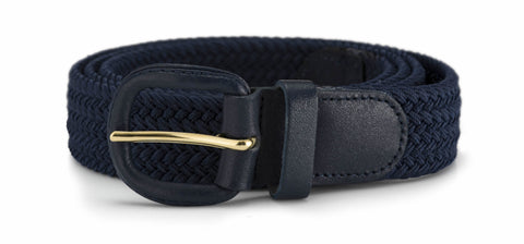 60mm Navy Stretch Suede Waist Belt with 60mm Round Diamante buckle - Peachy  Belts