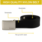 38mm Strong Black Nylon Webbing Belt with Automatic Buckle - One Size